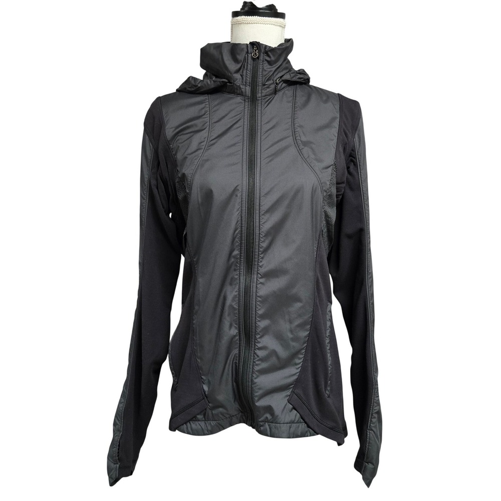 Lululemon Kanto Catch Me Run Full Zip Hooded Jacket Black Women's Size 12